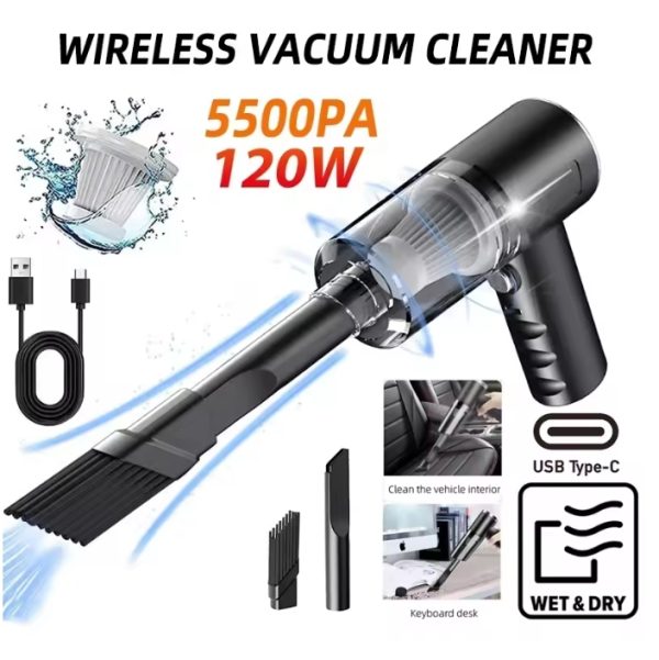 3-in-1 Portable Vacuum Cleaner – Wireless Vacuum, Duster Blower & Air Pump