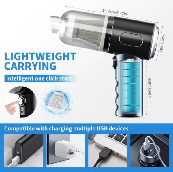 3-in-1 Portable Vacuum Cleaner – Wireless Vacuum, Duster Blower & Air Pump