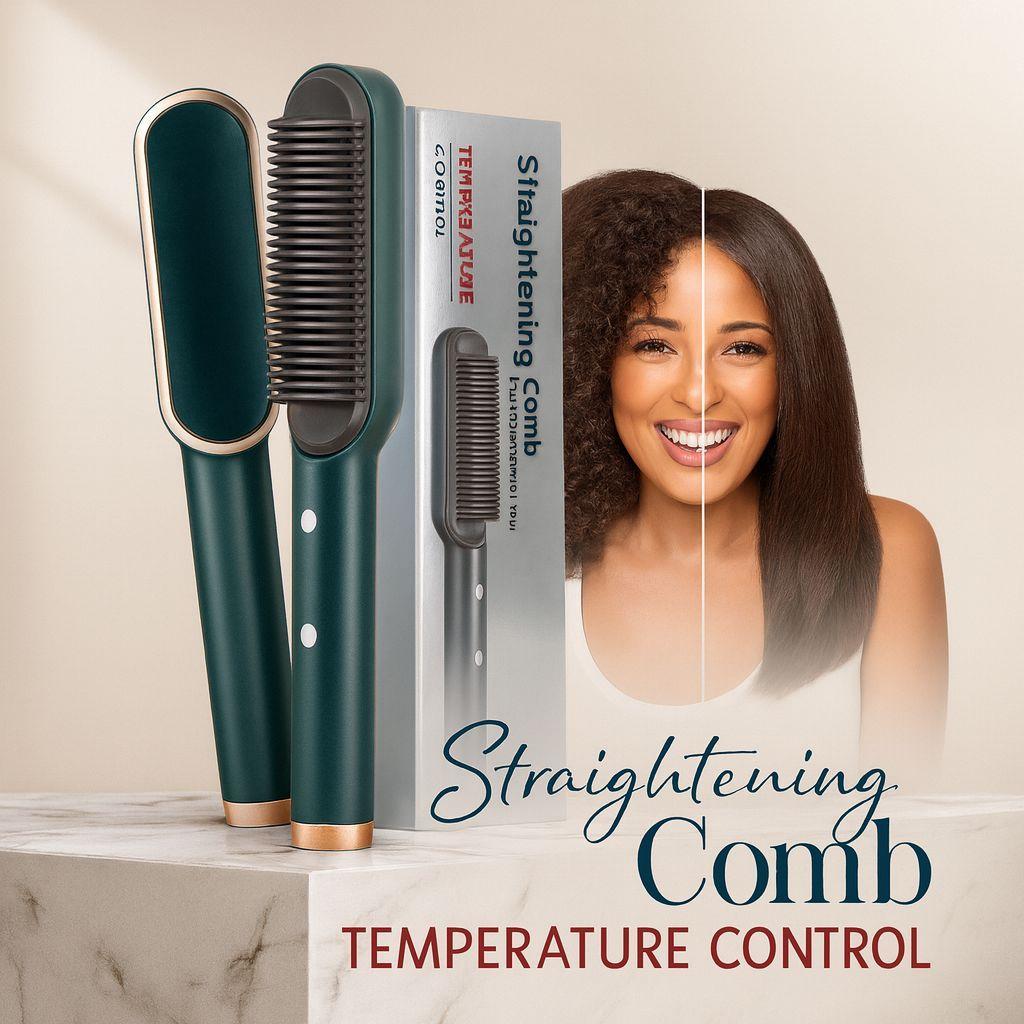 2 In 1 Hair Straightener Brush with Intelligent Temperature Control⭐⭐⭐⭐⭐ 4.9/5 Ratings