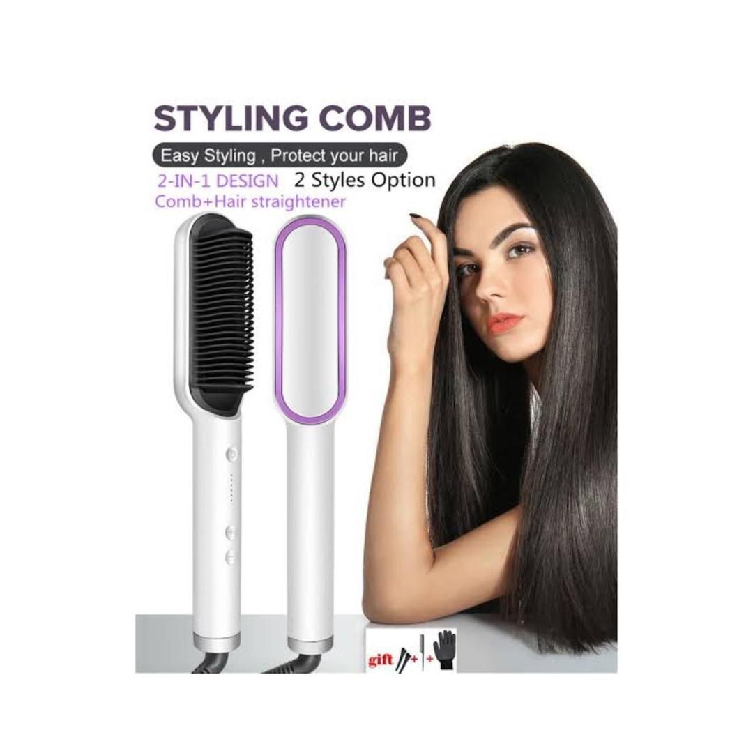 2 In 1 Hair Straightener Brush with Intelligent Temperature Control⭐⭐⭐⭐⭐ 4.9/5 Ratings