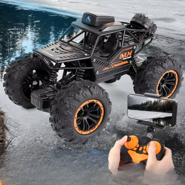 Crawler Cross Country RC Car with 720p HD Camera – 1:18 Scale Off-Road Monster Truck (Black)