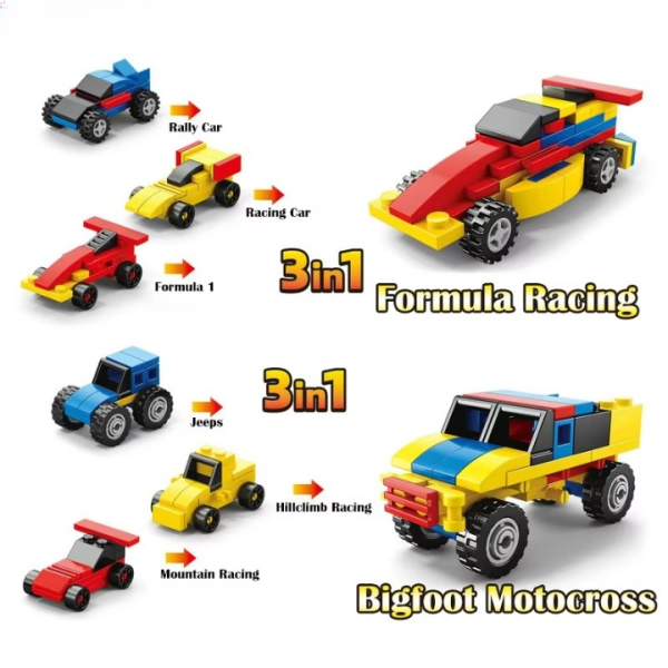 Power Racing Micro Blocks Set 6-in-1 – Mini Building Brick Racing Vehicles For Kids, Creative Diy Construction Toy Set With 6 Unique Race Car Models, Educational And Fun