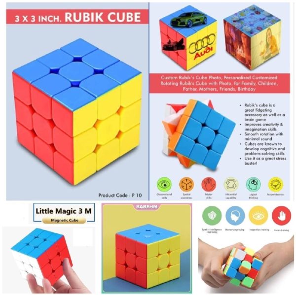 3x3 Magic Speed Cube Puzzle Toy for Kids – High Quality with Box (Random Color)